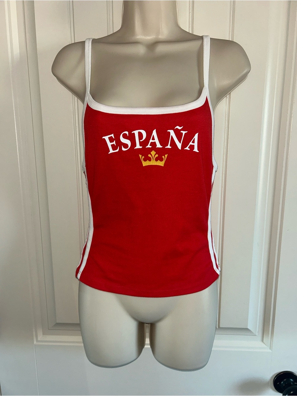 NEW BDG Urban Outfitters Red España Tank Top with White Trim Sz L